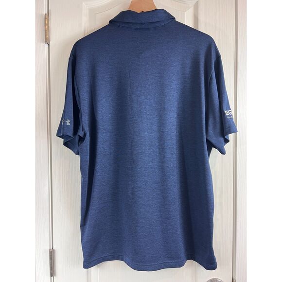 Under Armour The Playoff Polo Golf Shirt Navy Blue Short Sleeve Logo Men's XL - Picture 2 of 10